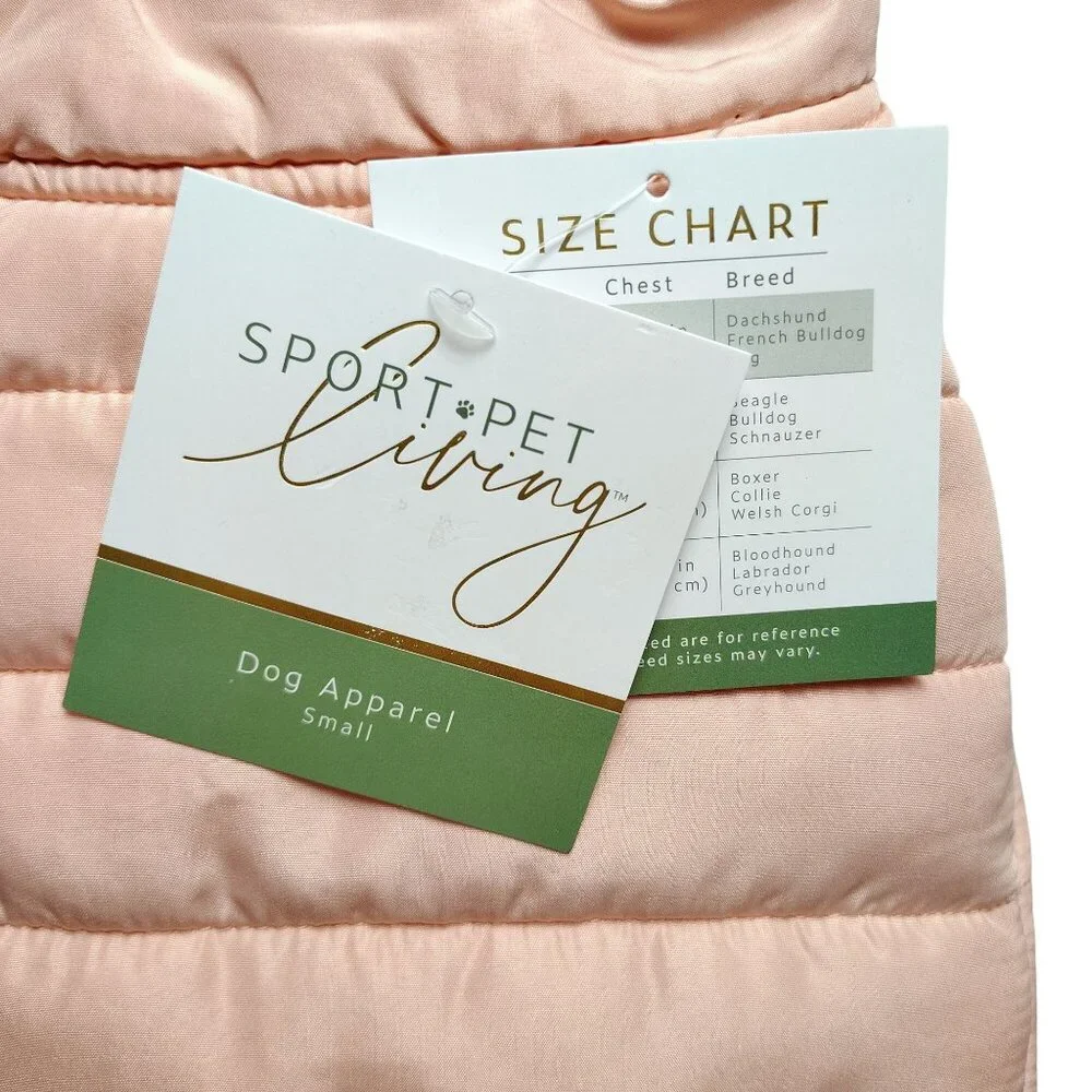 Sportpet Dog Size Small Pink Quilted Puffer Pet Winter Jacket